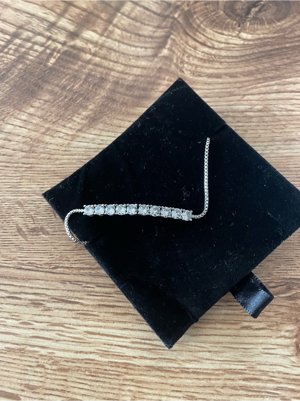 Nine West Silver Clear Crystal Row Bracelet